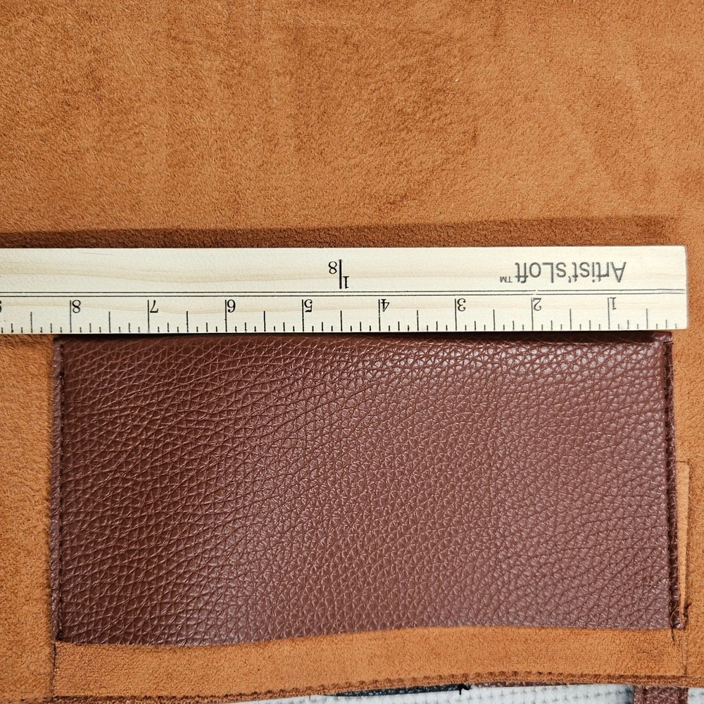 Vince Camuto Brown‎ Pebbled Leather Tote Bag Black Stripe Shopper Mens Womens - Picture 8 of 14